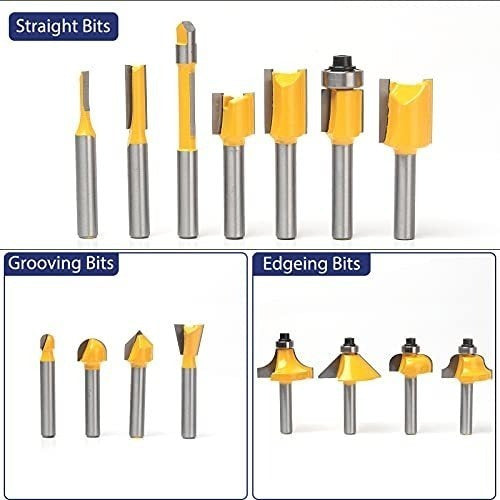 MNA Router Bits Set 15 Pieces 1/4 Inch 1