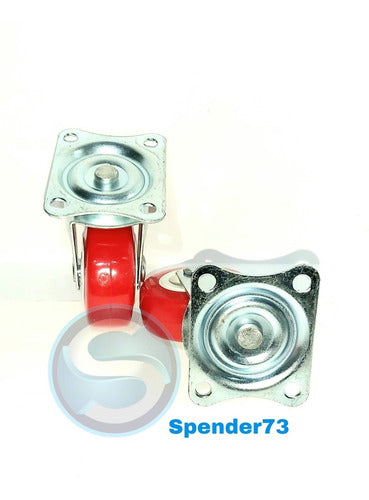 Spender73 Red Swivel Caster Wheel 50mm - Set of 4 Units (Total Height 65mm) 2