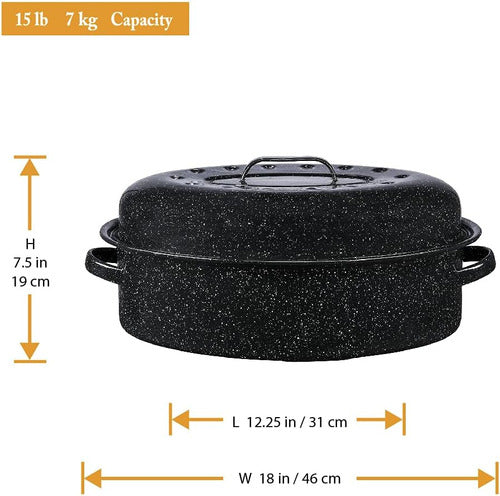 Granite Ware - Oval Roaster with High Lid 18 Inches 3