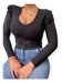 Long Sleeve V Neck Lace Detail Waist Blouse 36