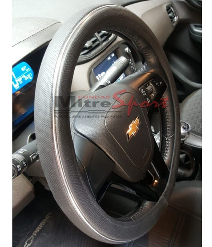 Fundas Mitre Sport Black Cuerina Steering Wheel Cover with Silver Trim + Gear Shift Cover 1