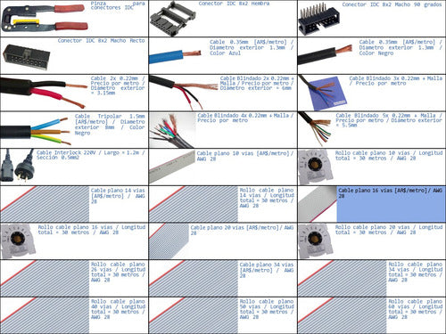 Abebashop Cable Plano 16 Vias Por Metro Flat Hilos Pines Conductores-p 1