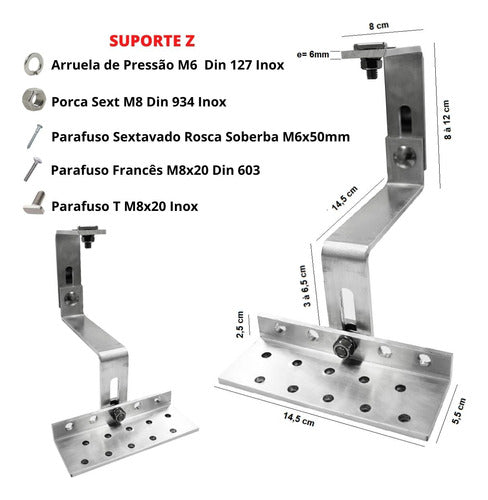 Kit Estrutura Suporte 01 Placa Painel Solar Telha Colonial 2