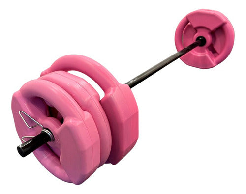 360Fitness 30kg Weight Kit with Ribbed Barbell and Dumbbells - BodyCrossFit Pink Set 1