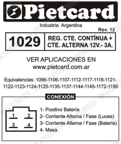 Regulator 12V Honda CG 125 Today Pietcard 1029 4