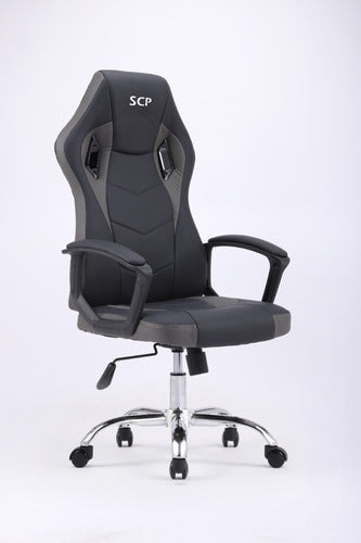 SCP Ergonomic Gamer Office Chair - Stainless Steel Sillón 0