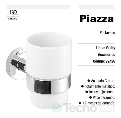 Accesorios Piazza Guilty Vaso + Jabonera + Toallero + Barral 4