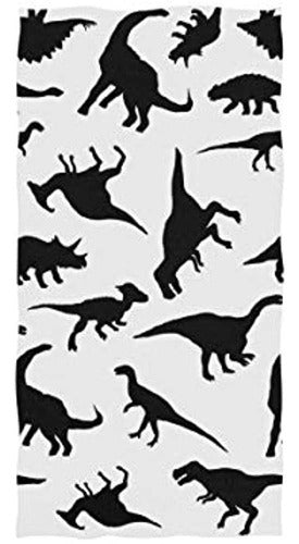 Zzaeo Dinosaurs Silhouette Toalla De Mano Sin Costuras En Bl 0