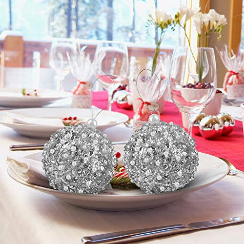 Zhanyigy Silver Christmas Ball Ornaments - Pack of 4 1