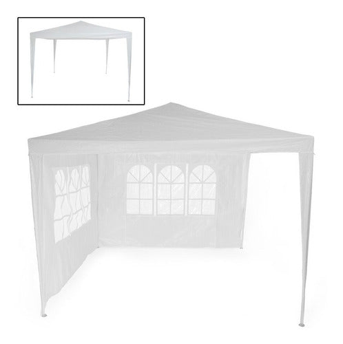 HOGAR Y CAMPING Gazebo Blanco Fácil Armado 3 X 3 Mts. Con 2 Paredes H Y C 0