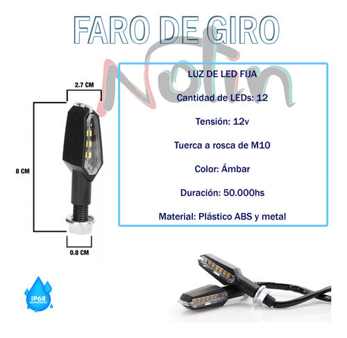 Lux Led Juego Giros Led Ambar Doble Cara Guiño Universal Moto 5w 12v 1