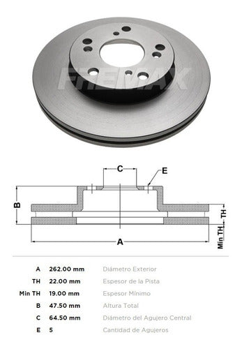 Kit 2 Discos Freno P/ Honda Civic 1.8i 16v Lx/lxs/exs 16' 1