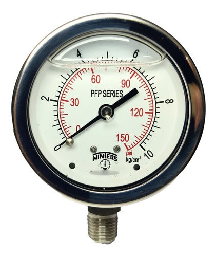 Winters Manometer with Glycerin 63mm Dia 0/150psi PFP825R3R1 0