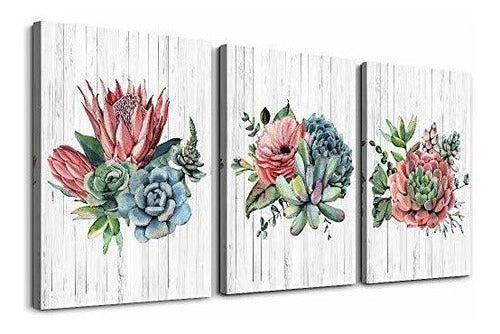 Hyidecorart Modern Cactus Flowers Canvas Wall Art 0