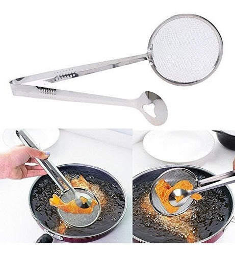 Stainless Steel Kitchen Tongs Strainer for Frying 0