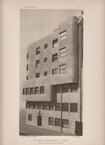 1931 Arquitectura Art Deco Laminas College Montmorency Paris 0