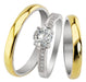 Joyería Belmar Combo Silver and Gold Wedding Bands + Solitaire Engagement Ring Set 0