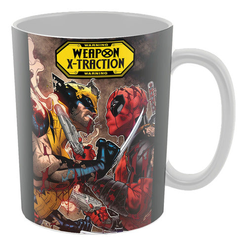 Sublifreaks Taza De Cerámica - Deadpool X Wolverine Comic Negro 0