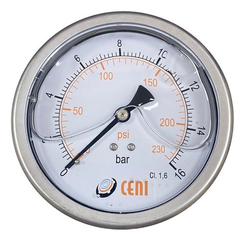 Ceni Manometro 100 C/Glicerina 0-16bar, Rosca 1/2 Npt 0