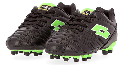 Lotto Football Boots Stadio FG Kids in Black and Green 5