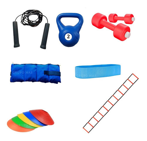Training Kit: Jump Rope, Weights, Ankle Weights, Cones, Ladder, Band 10