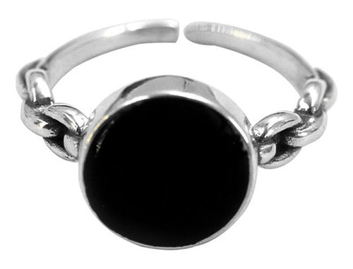 Rose.MVD Adjustable Thai Black Ring Plated in 925 Silver 0