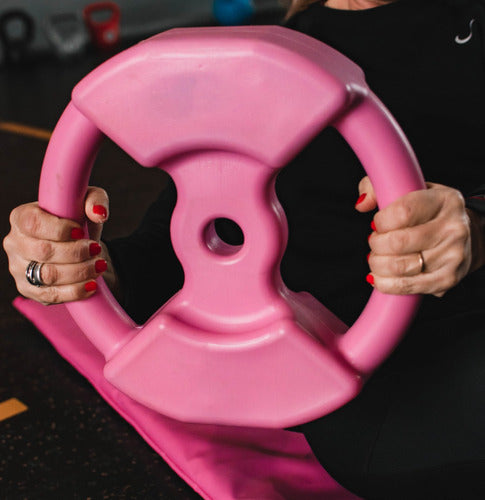 24kg Pink Dumbbell Bar Kit Ribbed Fitness PVC Discs 4