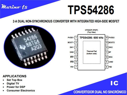 Texas TPS54286 14-Pin HTSSOP 2-A Dual Non-Synchronous Converter 1