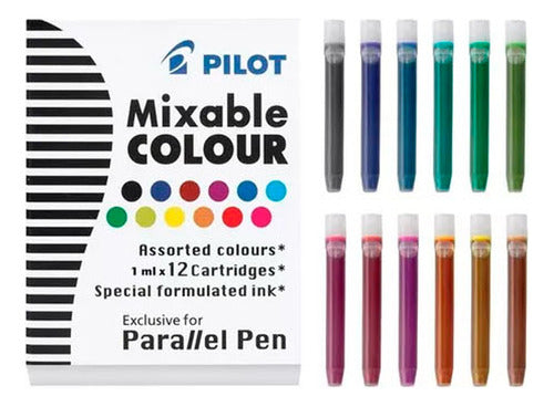 Pilot Parallel Pen Cartridge Set - 12 Colors - Calligraphy Drawing 0