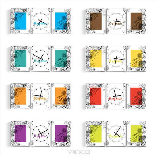 TICTIMEDECO Minimalist Abstract Red Triptych Wall Clock 4