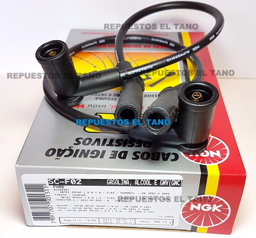 NGK Ford Ka 1.0 - 1.6 8v Zetec Rocam Spark Plug and Cable Kit 2