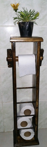 LL CREACIONES Rustic Wood Toilet Paper Holder 0