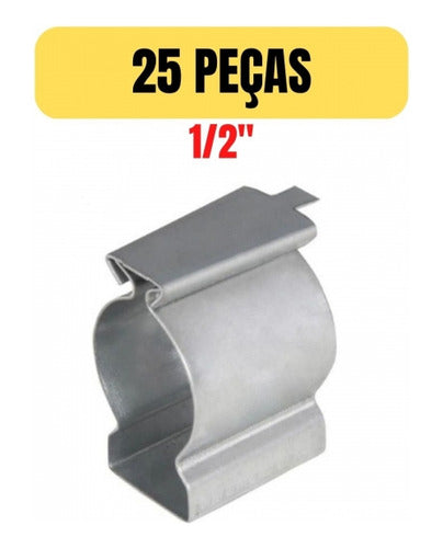 Kit 25 Abracadeira Tipo D Com Cunha Aco Carbono 1/2 Polegada 1