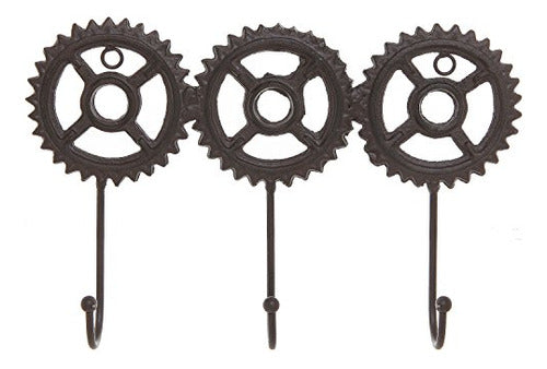 MyGift Steampunk Gear Design Wall-Mounted Cast Iron Coat Rack 3