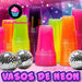100 Plastic Neon Cups Assorted Colors Glow in Black Light 8