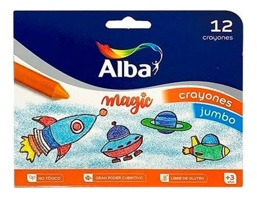 Alba Crayones Ceras Magic Jumbo 12 Colores X 6 Cajas 0