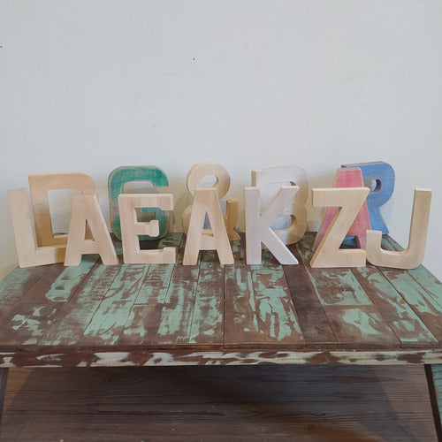 ECO ESPACIOS Solid Wood Letters 16cm Tall X 2.2cm Deep Standalone 4