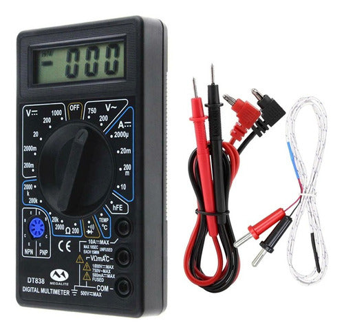 Megalite Multimeter Tester DT-838 Temperature with Buzzer + 9V 0