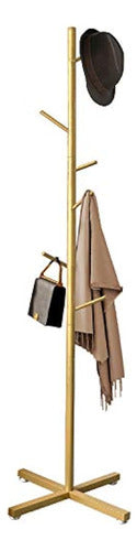 Jolitac Modern Metal Coat Rack in Gold - Independent 7 Hooks 0