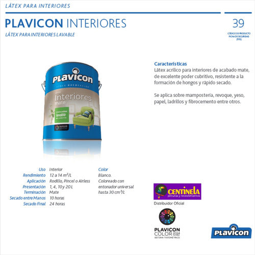 Plavicon Interiores Mate Superlavable Premium 10L 1