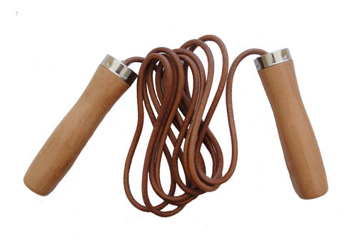 FDN Imported Leather Jump Rope with Wooden Handle and Bearings 0