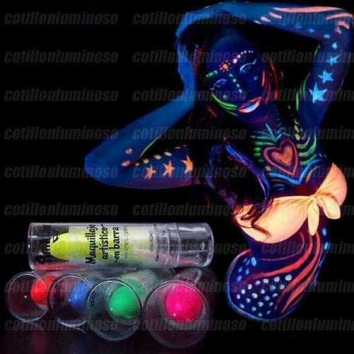 4 Maquillajes En Fluor Barra Luminoso Glow Neon Fluorescente 3