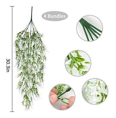 Recutms Hanging Flowers Artificial (White) 1