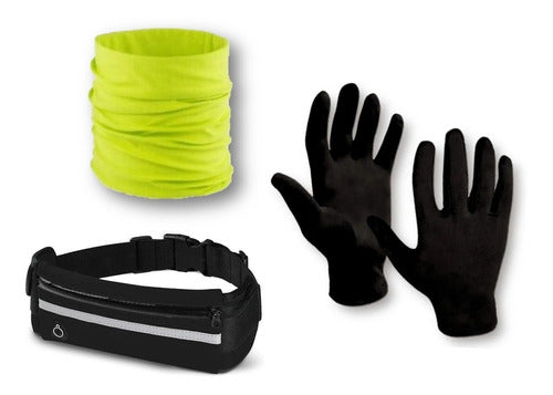 Leather Gloves + Multifunctional Neck Gaiter + Waist Bag Bundle 12