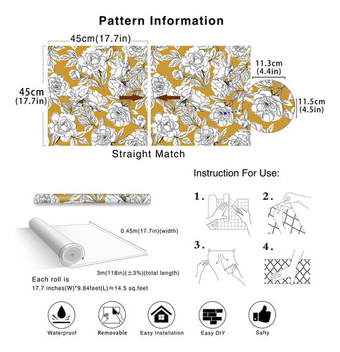 Haokhome 93171-2 - Papel Tapiz Floral Esbozado, Despegar Y P 5