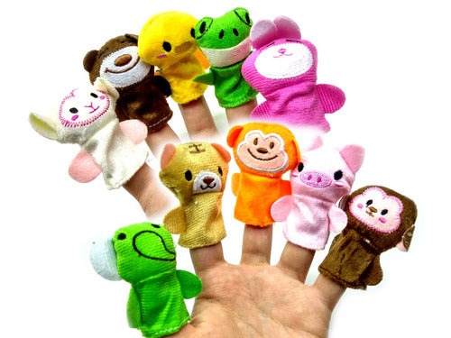 Titere Dedo Set Animales Peluche Colorido Dedos X10 Cuento 0