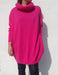 Maxi Oversized Sweater with Wide Long Neck. Black Fuchsia 1