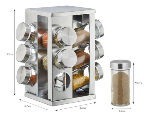 D+M Bazar Rotating Spice Rack 12 Stainless Steel Square 3