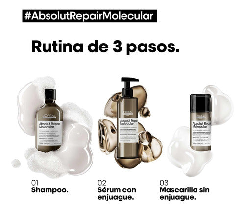 L'Oréal Professionnel Kit Absolut Repair Molecular Shampoo, Serum, and Leave In 1