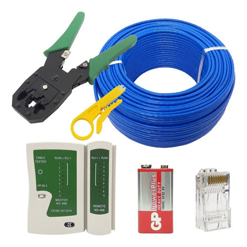 Kit 100m Cabo Rede Testador Alicate 50plug Rj45+9v (c) 0